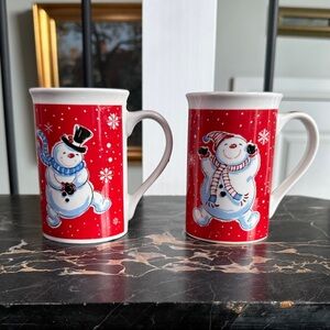 Snowman Mugs Set of 2 Festive